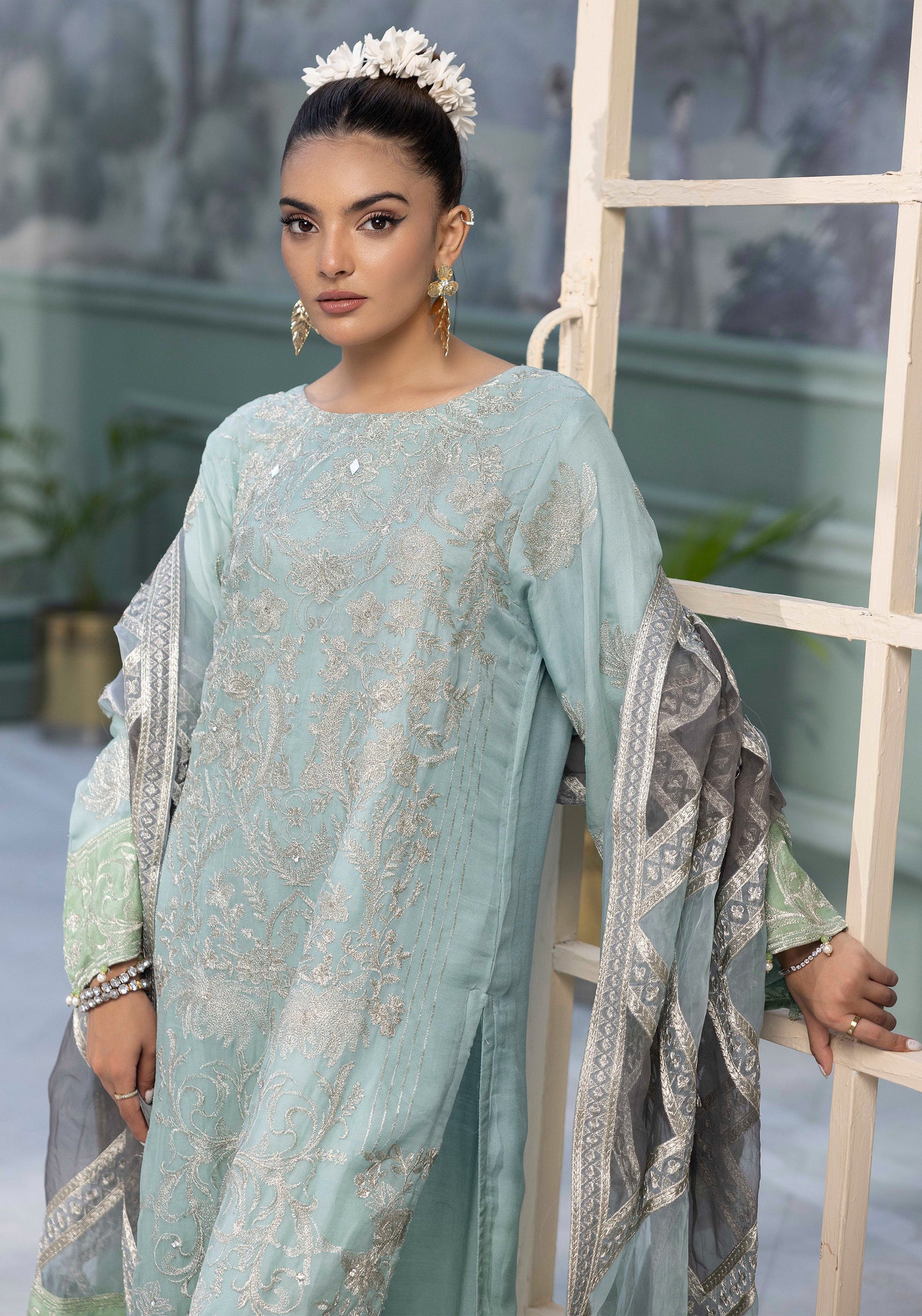 Flossie By Simran’s – 3 Piece Chiffon Embroidered Suit | Sizes S–2XL