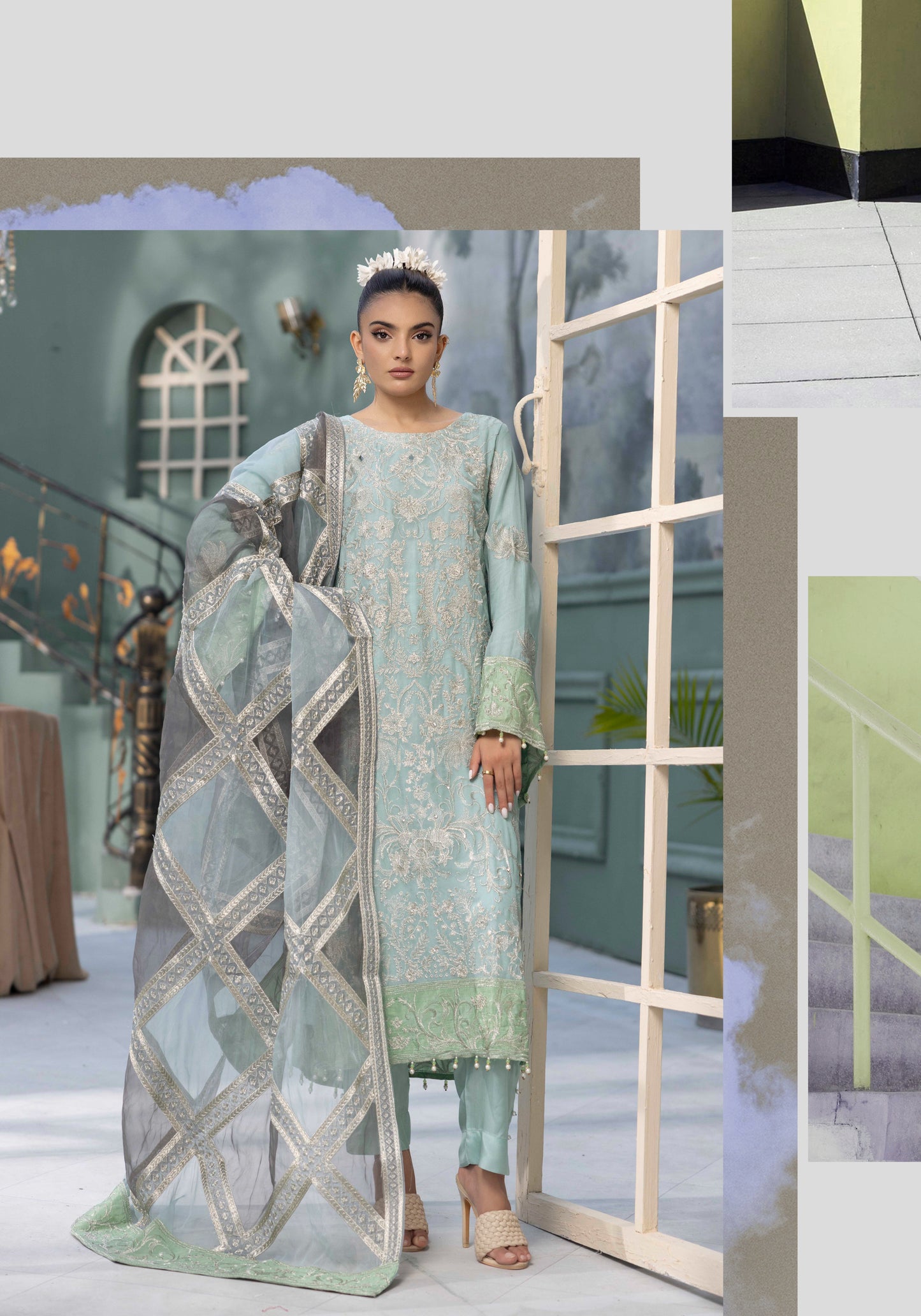 Flossie By Simran’s – 3 Piece Chiffon Embroidered Suit | Sizes S–2XL