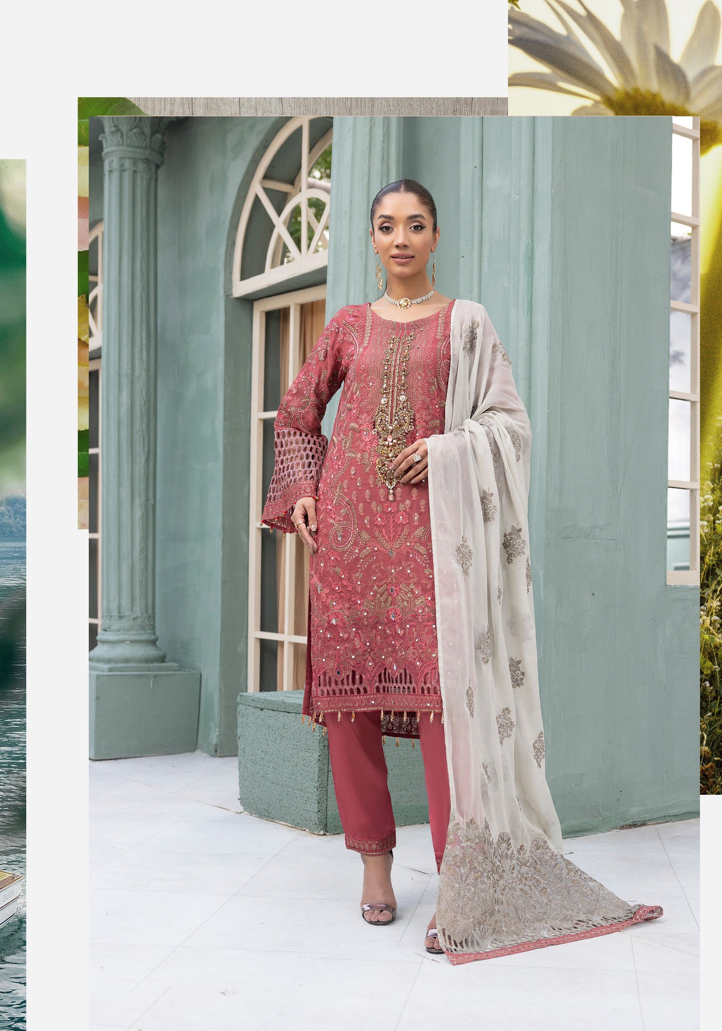 Flossie By Simran’s – 3 Piece Chiffon Embroidered Suit | Sizes S–2XL