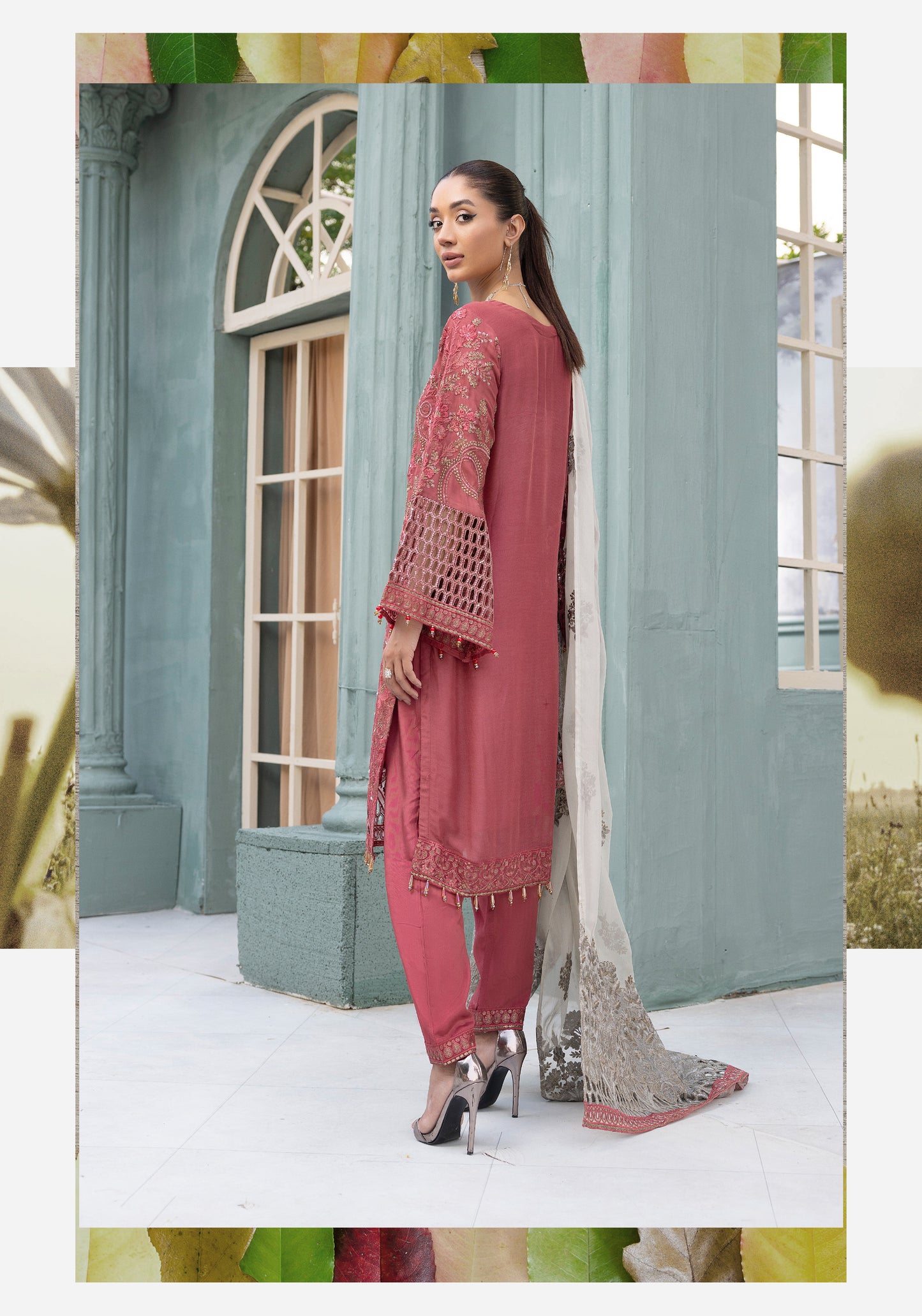 Flossie By Simran’s – 3 Piece Chiffon Embroidered Suit | Sizes S–2XL