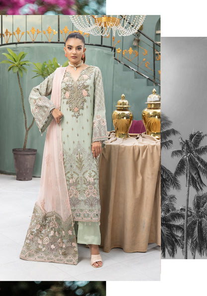 Flossie By Simran’s – 3 Piece Chiffon Embroidered Suit | Sizes S–2XL