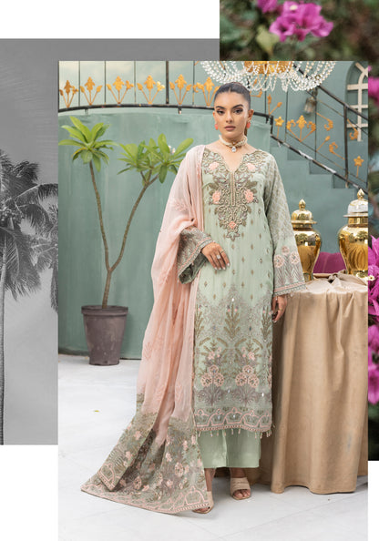 Flossie By Simran’s – 3 Piece Chiffon Embroidered Suit | Sizes S–2XL