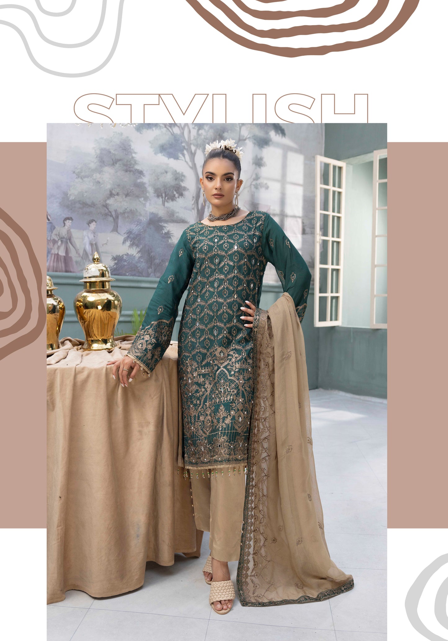 Flossie By Simran’s – 3 Piece Chiffon Embroidered Suit | Sizes S–2XL