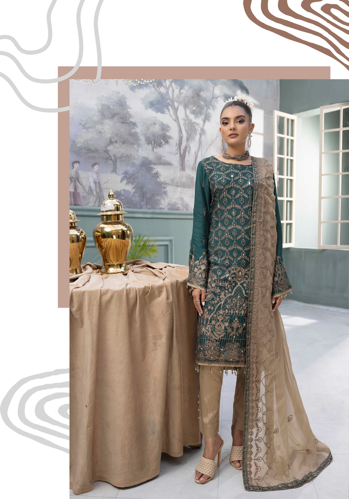 Flossie By Simran’s – 3 Piece Chiffon Embroidered Suit | Sizes S–2XL