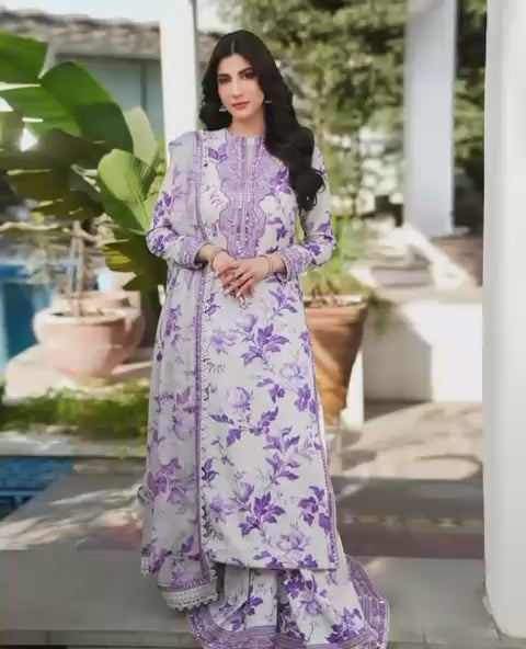 Aneela's Inspired 3 Piece Lawn Suit with Shiffon Duppatta-