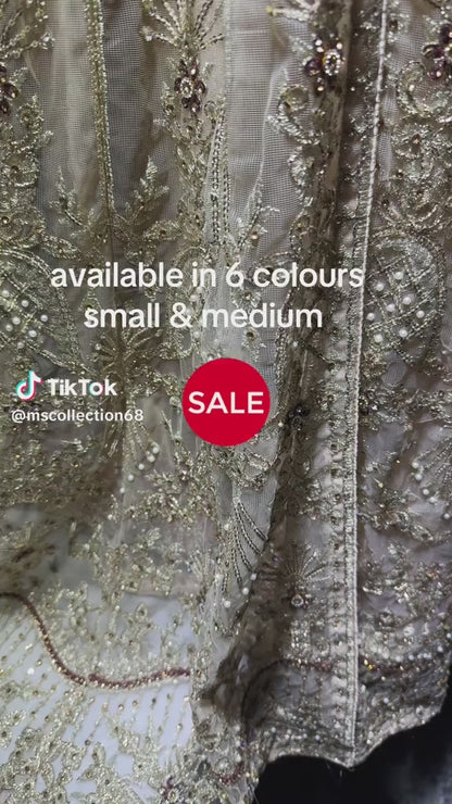 Heavy Embroidered Long-Length Maxi Dress with Fully Embroidered Net Dupatta | Premium Formalwear-